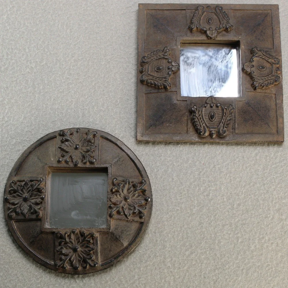 Decorative Mini Wall Mirror Set Small Bronze Good Ornate Floral‎